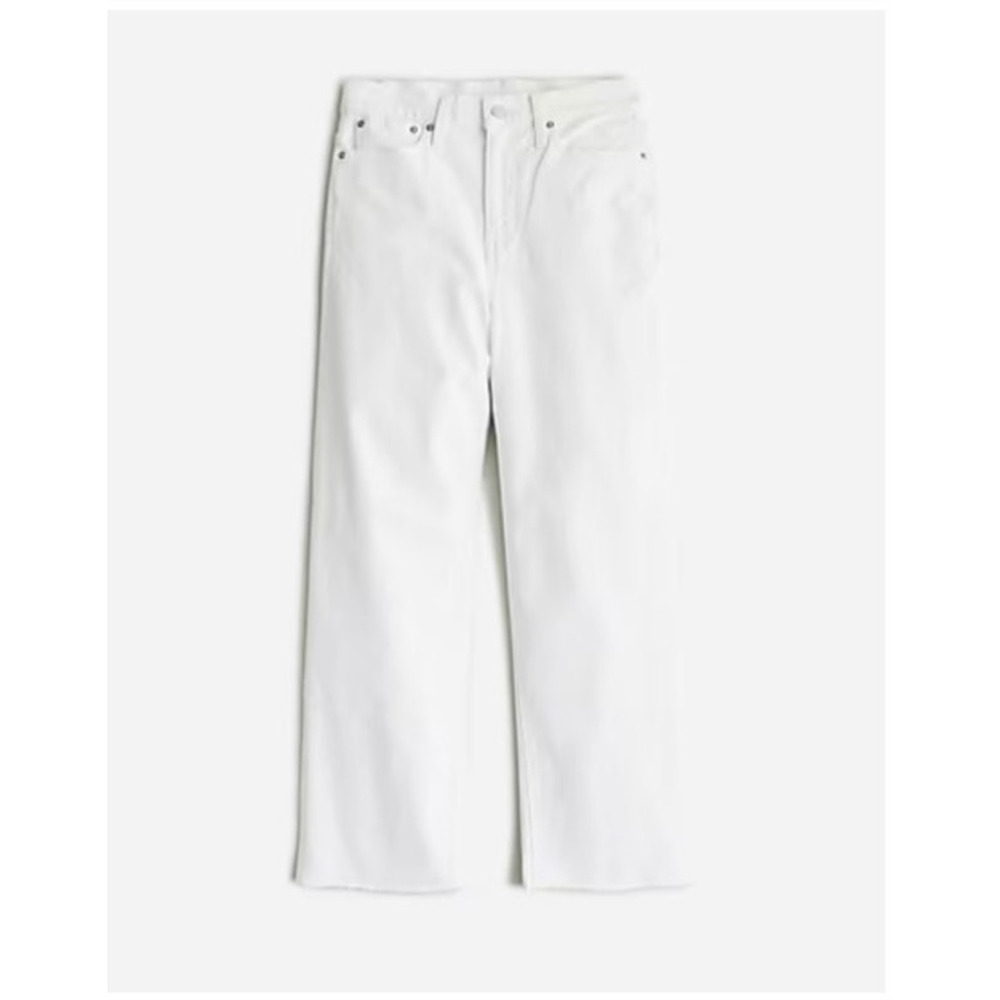 J.Crew Jeans WMNS 32 White Slim Wide Leg High Rise Stretch Coastal Minimalist